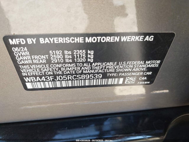 BMW 530I 2024 WBA43FJ05RCS89539 Image 9