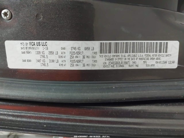 Dodge 2018 2018 2C4RDGBG9JR199071 Image 9