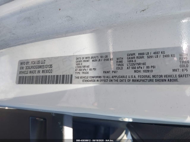 RAM Promaster 2500 2021 3C6LRVDG6ME513135 Image 9
