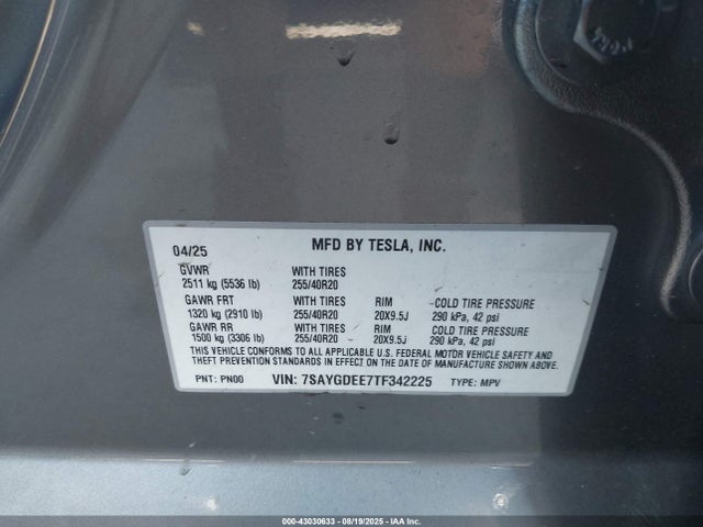 2026 TESLA MODEL Y 7SAYGDEE7TF342225 Photo 8
