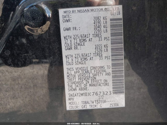 Nissan Rogue 2018 5N1AT2MT0JC767323 Image 9