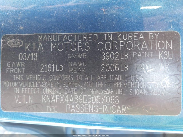 Aukcja sprzedaży 2014 Kia Forte Ex, vin: KNAFX4A89E5057063, numer aukcji: 43030803
