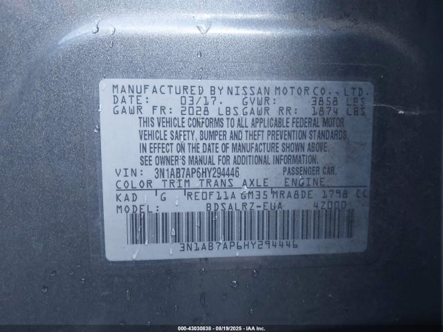 3N1AB7AP6HY294446 Nissan SENTRA SR