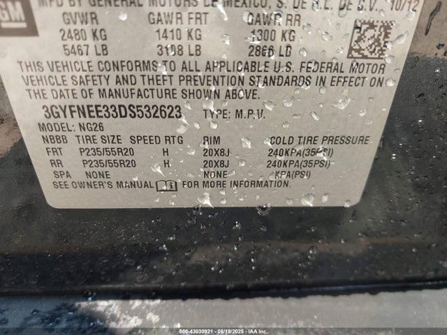 2013 CADILLAC SRX 3GYFNEE33DS532623 Photo 8