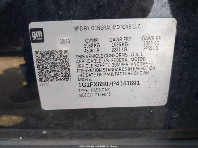 1G1FX6S07P4143691 Chevrolet BOLT EV