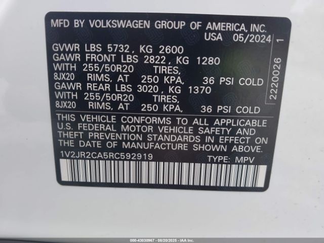 2024 VOLKSWAGEN ATLAS 1V2JR2CA5RC592919 Photo 8