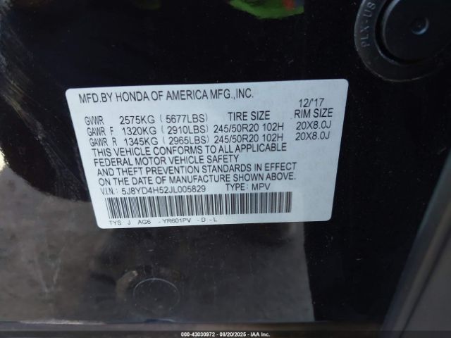 2018 ACURA MDX 5J8YD4H52JL005829 Photo 8