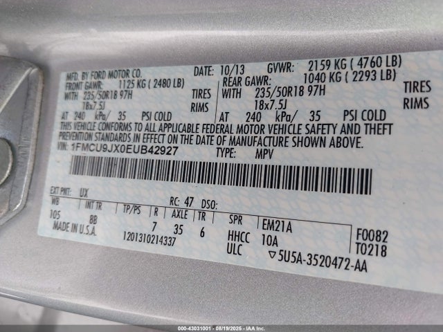 1FMCU9JX0EUB42927 Ford 2014