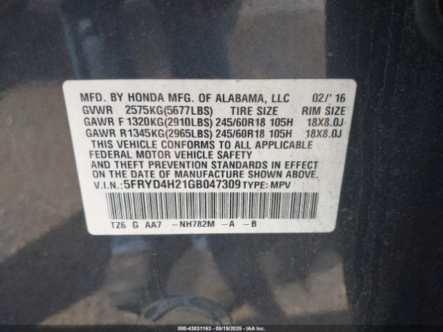 2016 ACURA MDX 5FRYD4H21GB047309 Photo 8