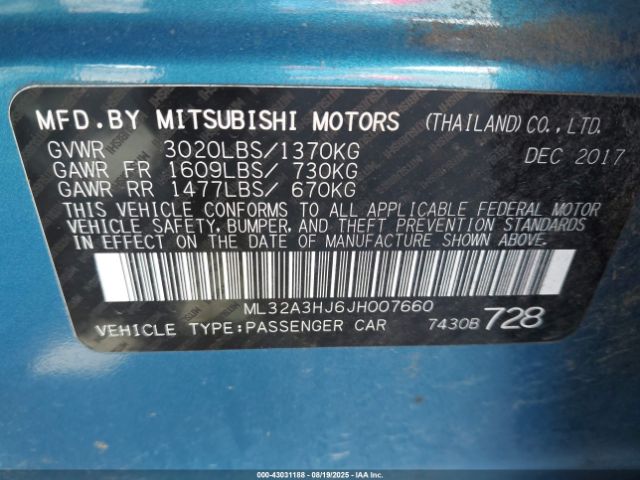 2018 MITSUBISHI MIRAGE ML32A3HJ6JH007660 Photo 8