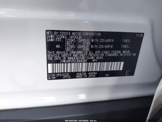 JTME6RFV5SJ064284 Toyota a25a-fxs