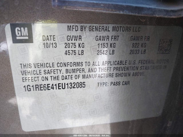 1G1RE6E41EU132085 Chevrolet luu - ffv, e-flex, fam