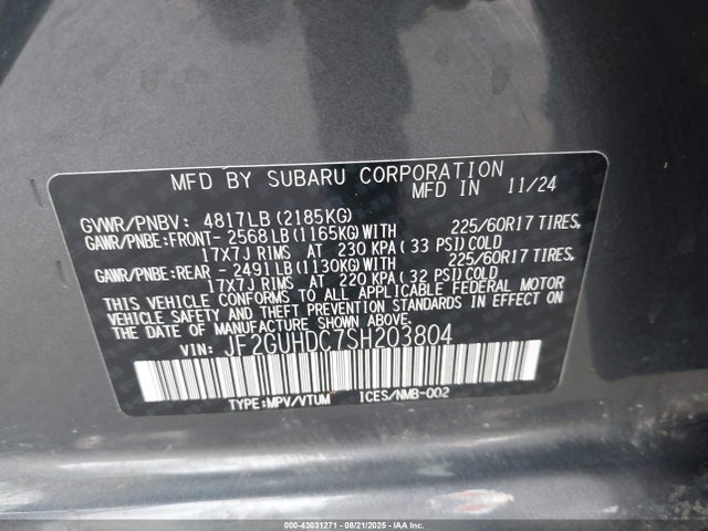 Subaru na 2025 JF2GUHDC7SH203804 Image 9