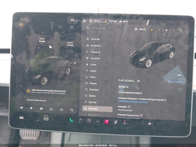 5YJ3E1EA1PF439127 Tesla MODEL 3