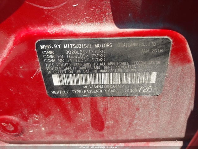 ML32A4HJ3HH001959 Mitsubishi 2017