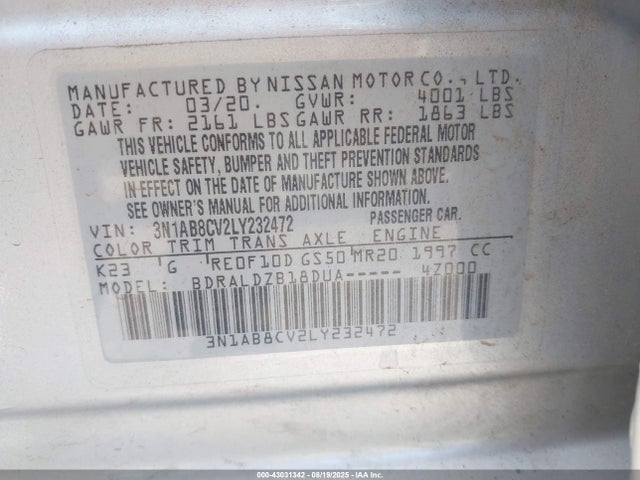 Nissan Sentra 2020 3N1AB8CV2LY232472 Image 9