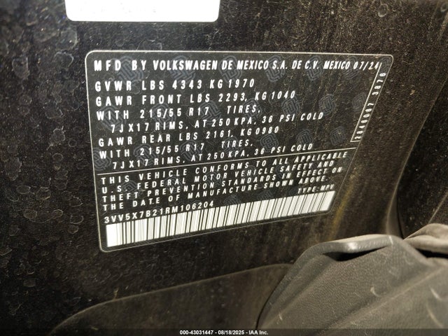 3VV5X7B21RM106204 Volkswagen tsi