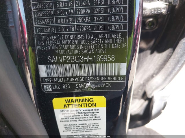 SALVP2BG3HH169958 Land Rover gtdi lev3 sulev30