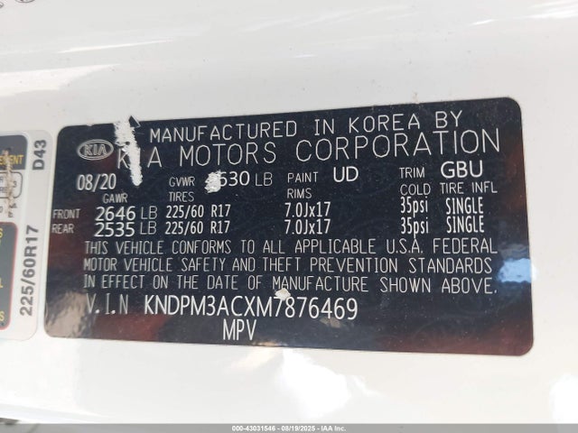 KIA gdi theta-ii 2021 KNDPM3ACXM7876469 Image 9