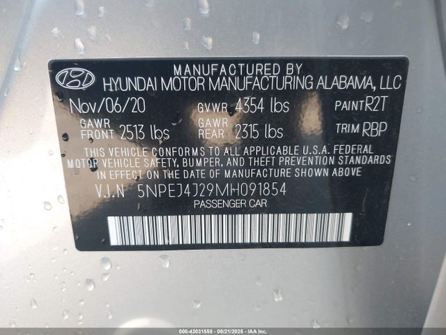 5NPEJ4J29MH091854 Hyundai t-gdi gamma ii