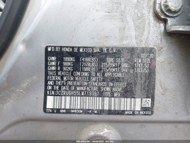 2020 HONDA HR-V 3CZRU6H55LM719397 Photo 8