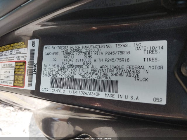 5TFUX4EN1FX032626 Toyota 2tr-fe