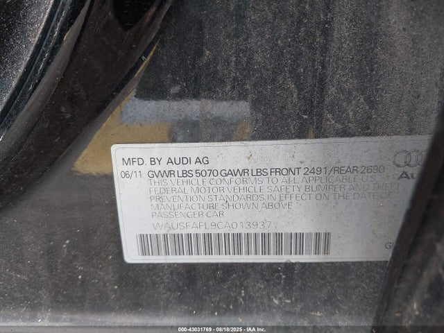 2012 AUDI A4 WAUSFAFL9CA013937 Photo 8