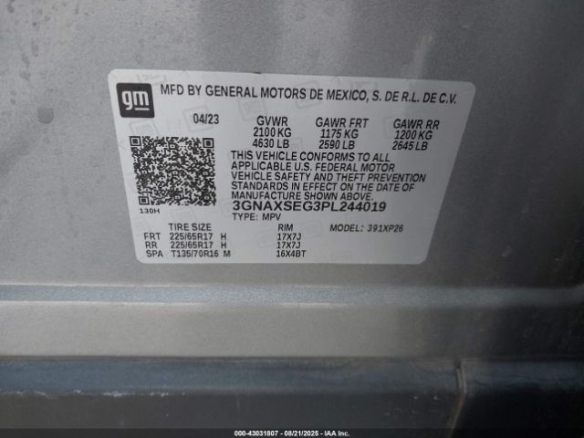 2023 CHEVROLET EQUINOX 3GNAXSEG3PL244019 Photo 8