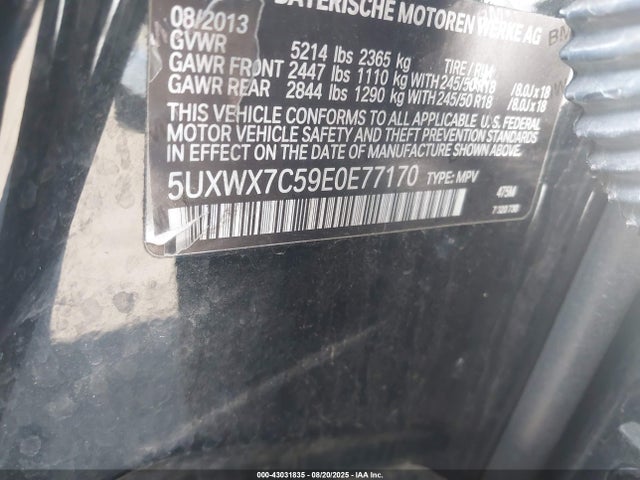 BMW X3 2014 5UXWX7C59E0E77170 Image 9
