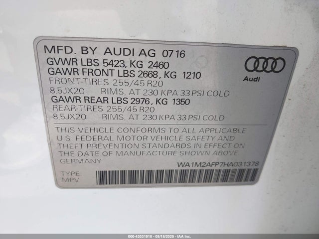2017 AUDI Q5 WA1M2AFP7HA031378 Photo 8