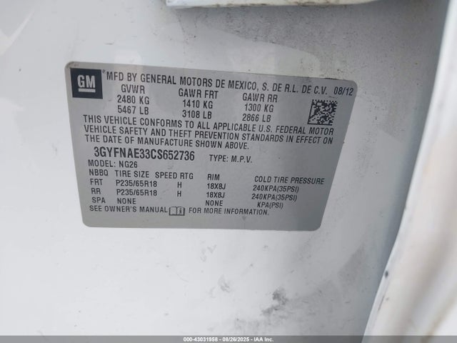 2012 CADILLAC SRX 3GYFNAE33CS652736 Photo 8