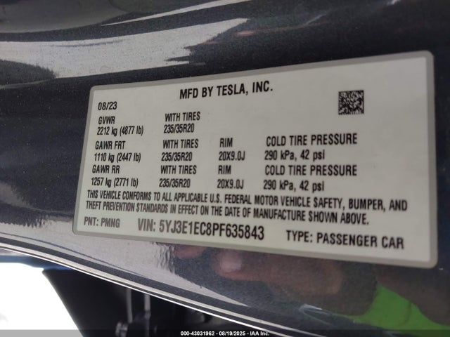 2023 TESLA MODEL 3 5YJ3E1EC8PF635843 Photo 8