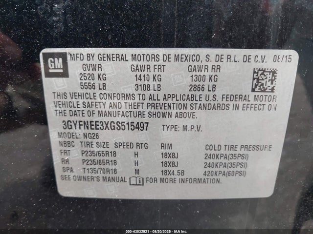 2016 CADILLAC SRX 3GYFNEE3XGS515497 Photo 8