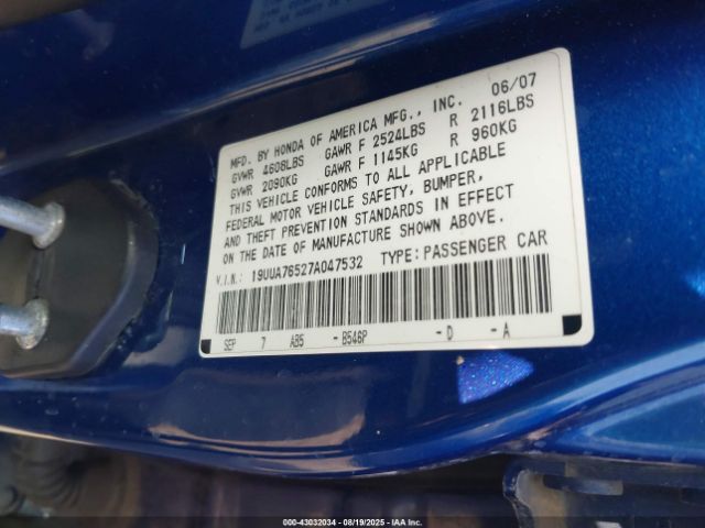 2007 ACURA TL 19UUA76527A047532 Photo 8