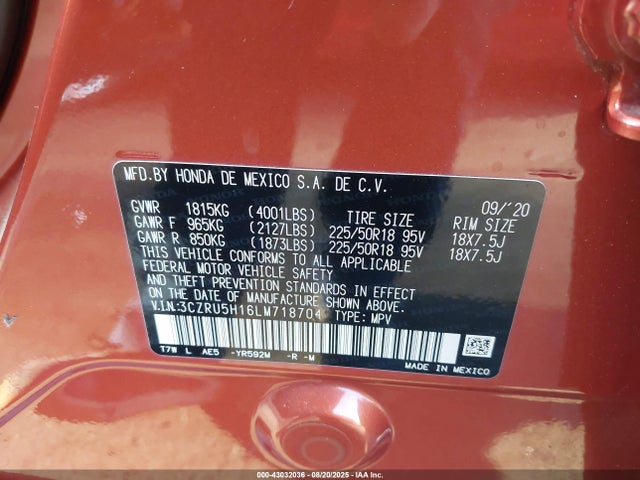 3CZRU5H16LM718704 Honda r18z9