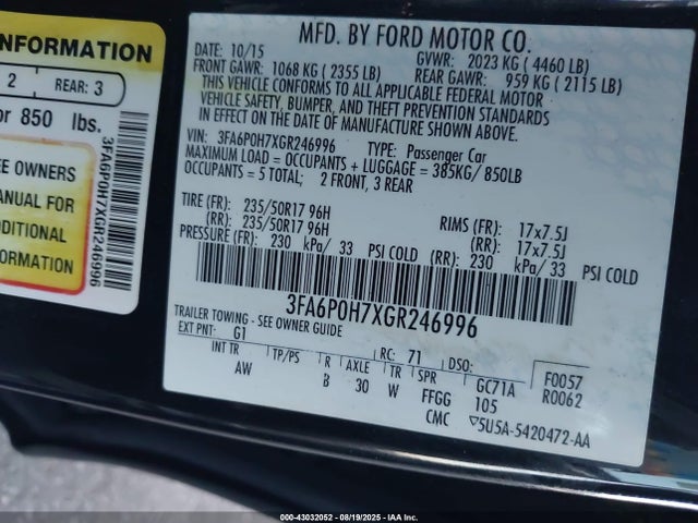 Ford 2016 2016 3FA6P0H7XGR246996 Image 9
