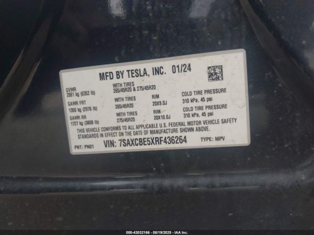 2024 TESLA MODEL X 7SAXCBE5XRF436264 Photo 8