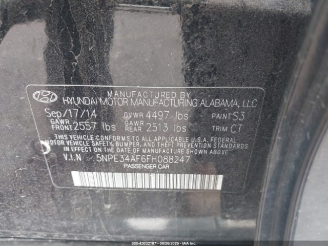 2015 HYUNDAI SONATA 5NPE34AF6FH088247 Photo 8
