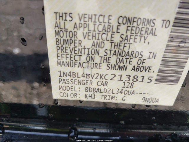 Nissan 2019 2019 1N4BL4BV2KC213815 Image 9