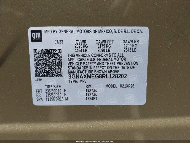 3GNAXMEG8RL128202 Chevrolet lsd