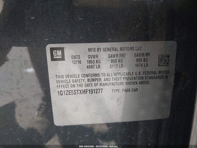 1G1ZE5STXHF191277 Chevrolet lfv - di: direct injection, vvt: variable valve timing, gen 1