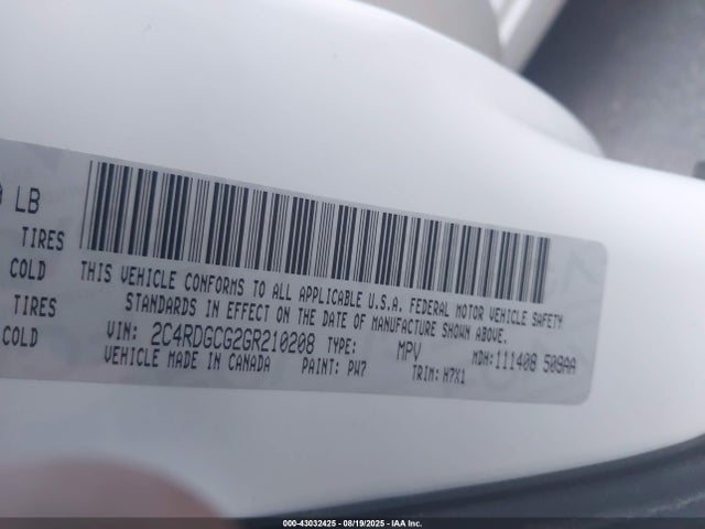 2C4RDGCG2GR210208 Dodge 2016