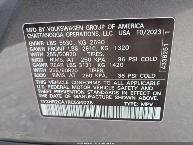 2024 VOLKSWAGEN ATLAS 1V2HR2CA1RC534028 Photo 8