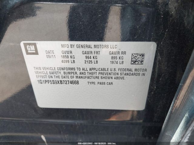 2011 CHEVROLET CRUZE 1G1PF5S9XB7274668 Photo 8