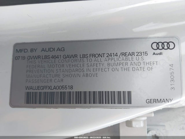 2020 AUDI A3 WAUJEGFFXLA005518 Photo 8