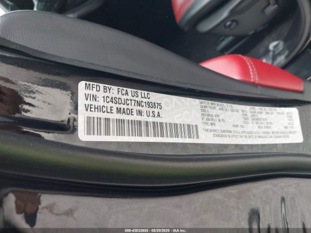 2022 DODGE DURANGO 1C4SDJCT7NC193875 Photo 8