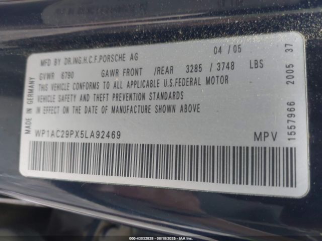 2005 PORSCHE CAYENNE WP1AC29PX5LA92469 Photo 8