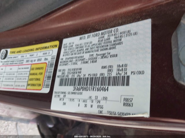 Ford Fusion 2015 3FA6P0HD1FR160464 Image 9