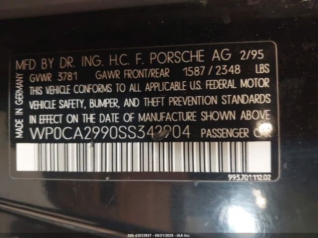 1995 PORSCHE 911 WP0CA2990SS342904 Photo 8