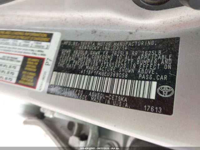 4T1BF1FK9EU389058 Toyota 2ar-fe
